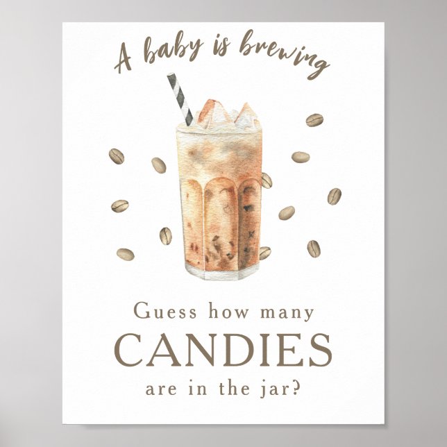 Poster Café glacé - Combien de bonbons sont dans le pot (Devant)