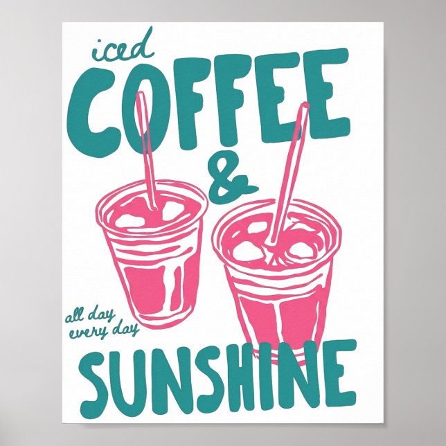 Poster Café glacé et soleil (Devant)