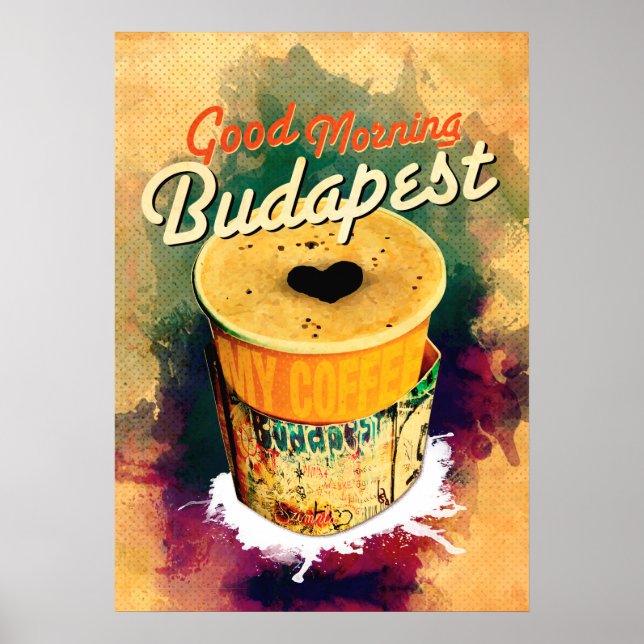 Poster Café Graffitti Envelopper Good Morning Budapest! (Devant)