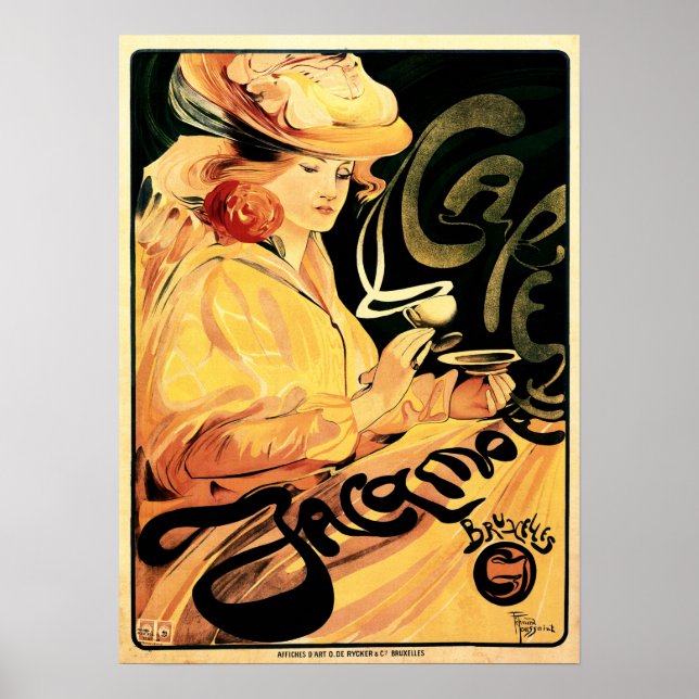 Poster CAFE JACAMOTTE Bruxelles Art par Fernand Toussaint (Devant)