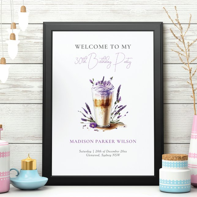 Poster Café Lavande Personnalisé Accueil Anniversaire (Créateur téléchargé)