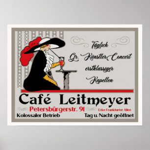 Poster Café Leitmeyer, café de style rétro allemand et