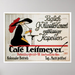 Poster Cafe Leitmeyer Café Vintage Boissons Publicité Art