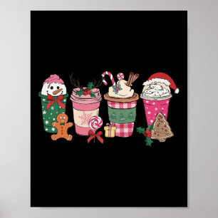 Poster Café Noël Gingerbread Femmes roses Latte Cosy