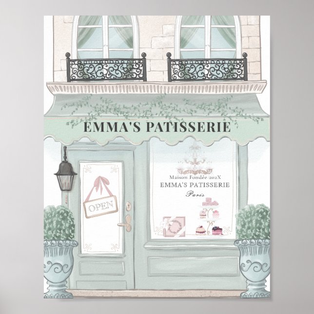 Poster Café pâtisserie pâtisserie française Cadre vert (Devant)