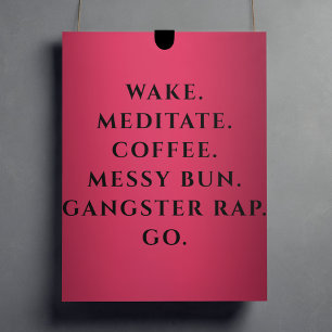 Poster Café rose moderne et petit pain Messy Typographie