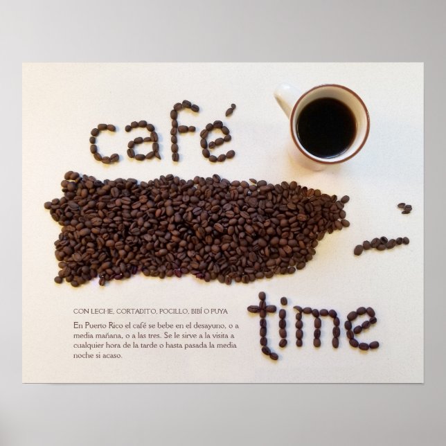 Poster Cafe Time Porto Rico Coffee Beans Photographie (Devant)