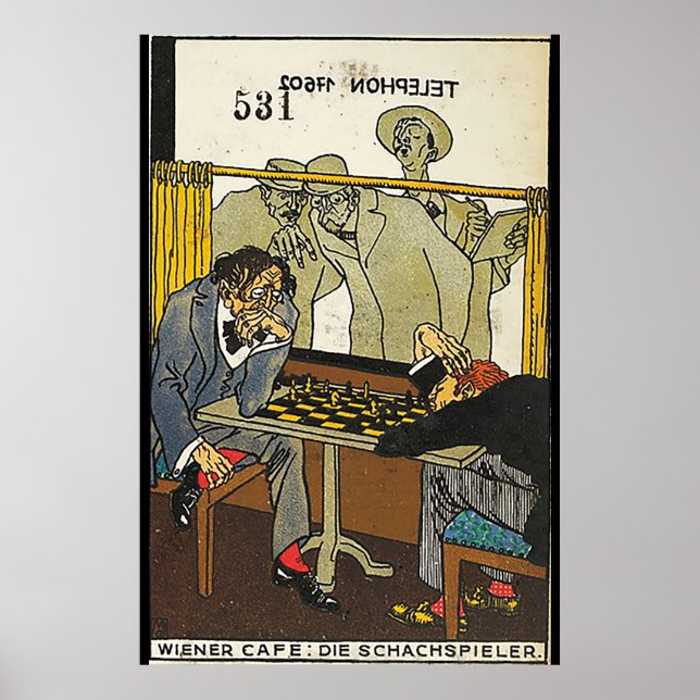 Poster Café viennois : Les joueurs d'échecs (Wiener Café  (Devant)