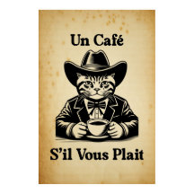 Café vintage Café Cat Cowboy Café Décor Art