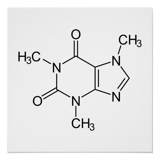 Poster Caféine Molécule Chimie Café Atomes (Devant)