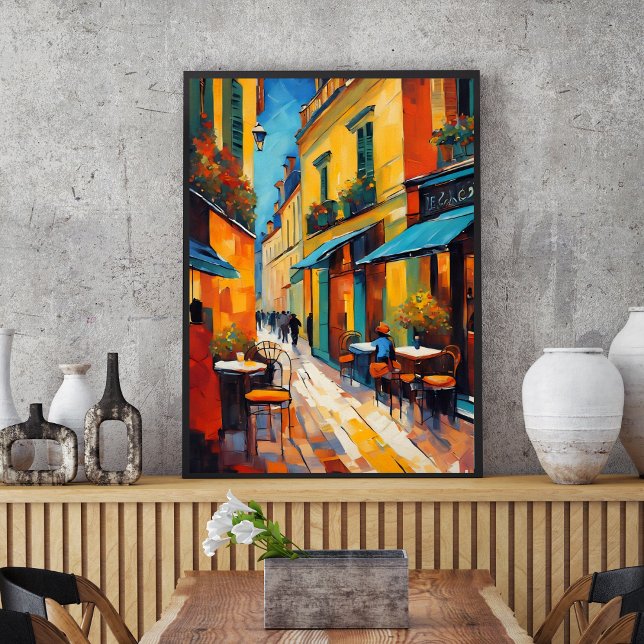 Poster Cafés Colorés et Pavés (Créateur téléchargé)