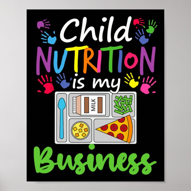 Poster Cafétéria Déjeuner Dame Enfant Nutrition Est Mon E (Devant)