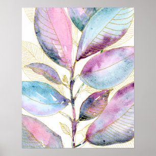 Poster Cahier à spirale de feuilles botaniques à l'aquare