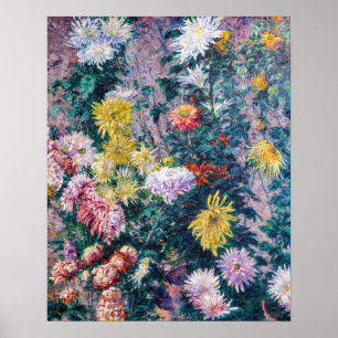 Poster Caillebotte - Chrysanthèmes blanc et jaune