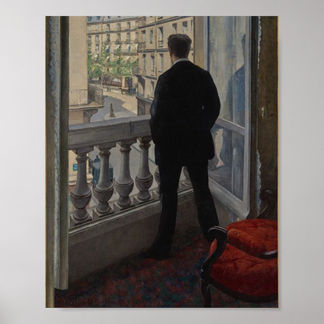 Poster Caillebotte - Jeune homme à sa fenêtre (1876) (Devant)