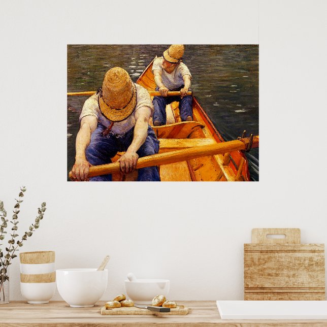 Poster Caillebotte - Oarsmen, peinture populaire, (Cuisine)