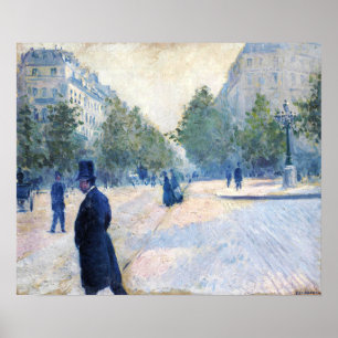Poster Caillebotte - Place Saint-Augustin Temps brumeux