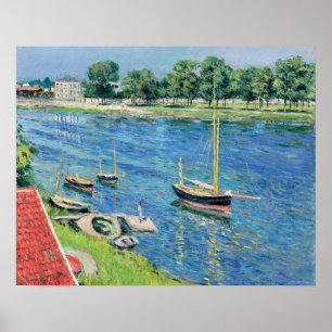Poster Caillebotte - Seine à Argenteuil, Bateaux à l'ancr