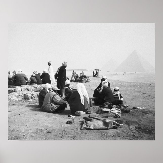 Poster Caire Égypte, Camel Jockeys Giza Pyramides (NR) 2 (Devant)