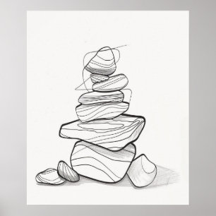 Poster Cairn Rock pile minimaliste ligne art II