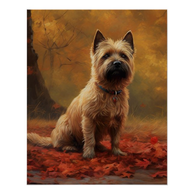 Poster Cairn Terrier en automne Leaves automne Inspire (Devant)