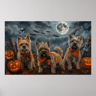 Poster Cairn Terrier Halloween Squelettes