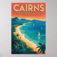 Cairns Australie Illustration Voyage Art Vintage