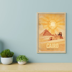 Poster Cairo Voyage - Pyramides Désert Vintage