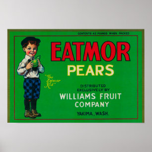 Poster Caisse LabelYakima, WA de poire d'Eatmor
