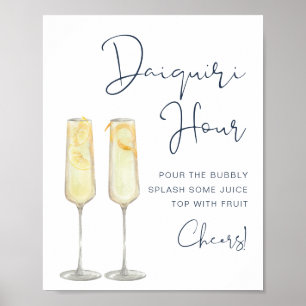 Poster CAITLIN Bleu Nuit Moderne Mariage Heure Daiquiri