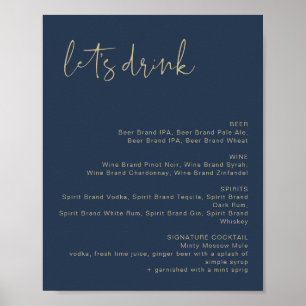 Poster CAITLIN Marine & Gold Buvons Bar Menu Signal