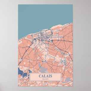 Poster Calais France Carte de la ville venteuse Voyage