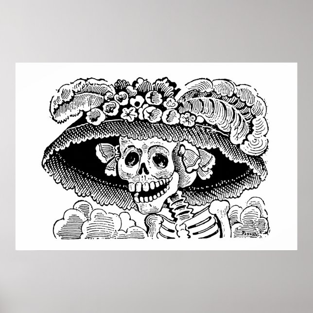 Poster Calavera Garbancera par José Guadalupe Posada (Devant)