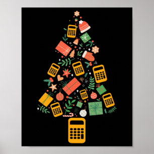 Poster Calculateur de comptable de sapin de Noël Finance 