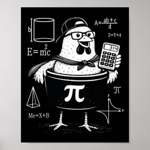 Poster Calculatrice drôle de poulet tenant un pot Prof de