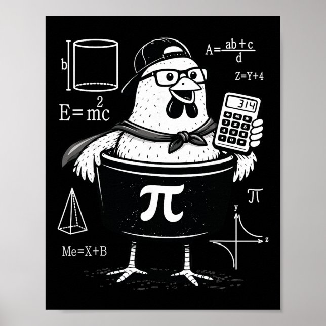 Poster Calculatrice drôle de poulet tenant un pot Prof de (Devant)
