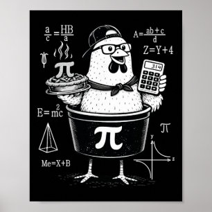 Poster Calculatrice drôle de poulet tenant un pot Prof de