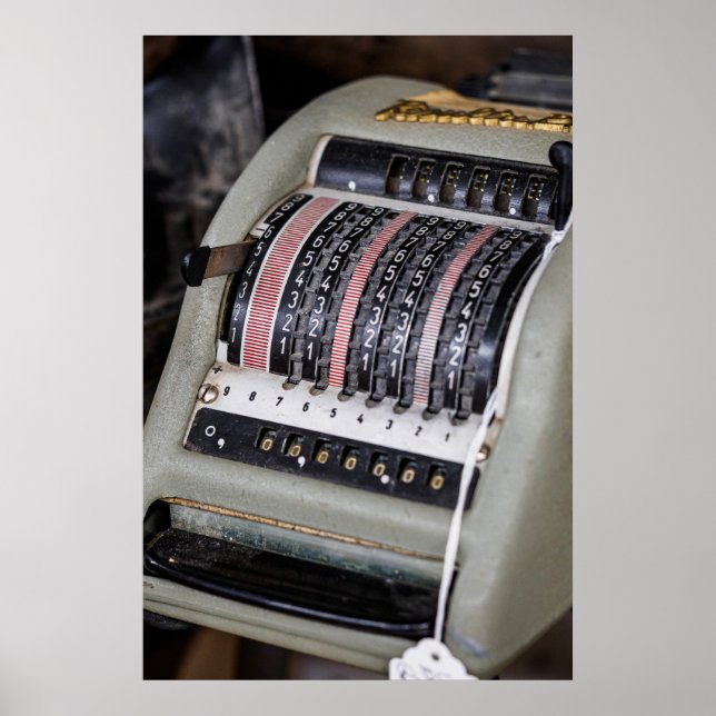 Poster Calculatrice mécanique vintage - Un aperçu (Devant)