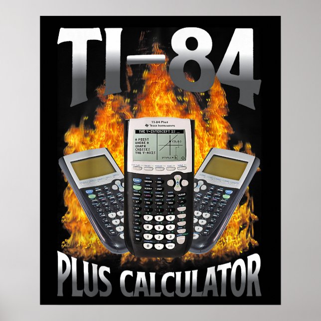 Poster Calculatrice Ti-84 Plus Prof de maths drôle (Devant)