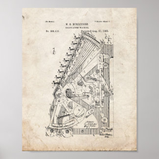 Poster Calculer le brevet de machine - Vieux look