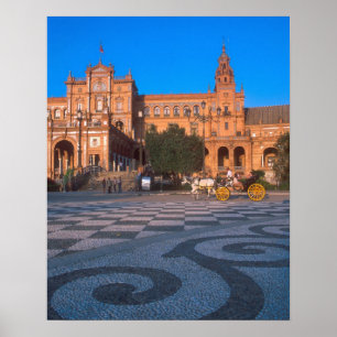 Poster Calèche dans la Plaza de Espana à