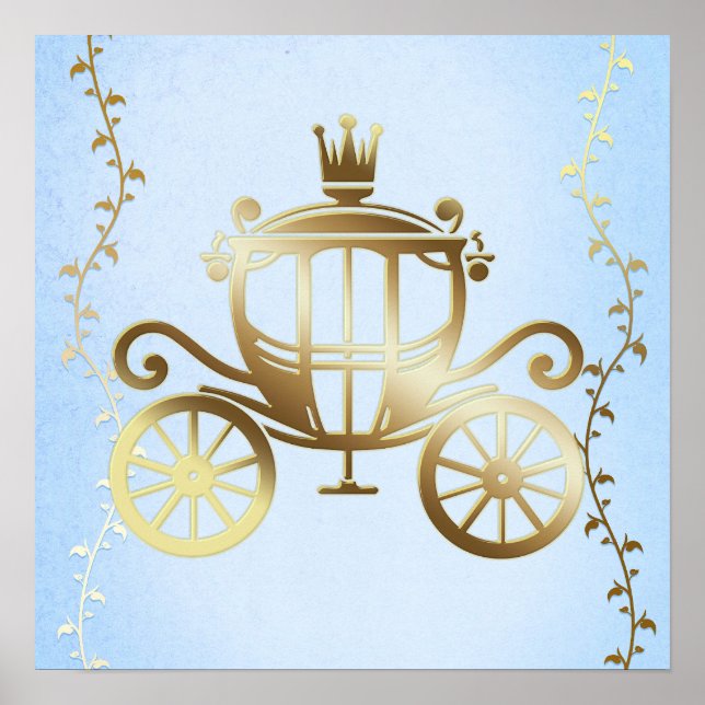 Poster Calèche dorée élégante Princesse de conte de fées  (Devant)