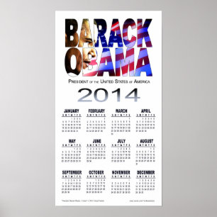 Poster Calendrier 2014 Barack Obama de découpe blanc