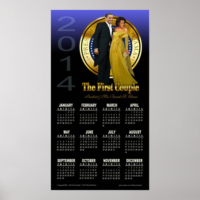 Poster Calendrier 2014 du président Barack et de Michelle (Devant)