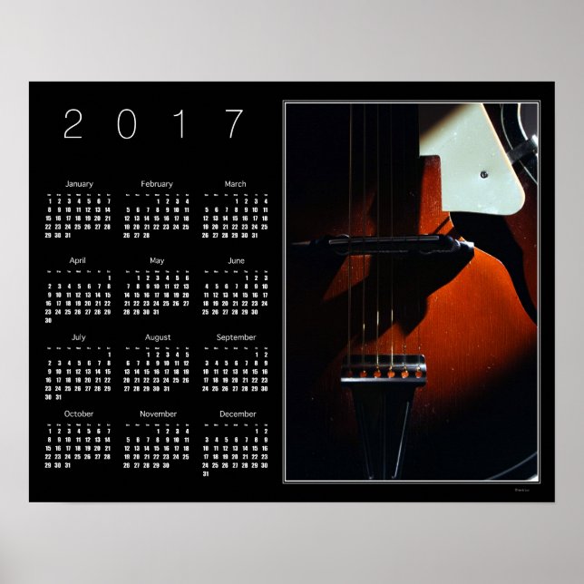 Poster Calendrier 2017 When My Guitar Gently Sleeps (Devant)
