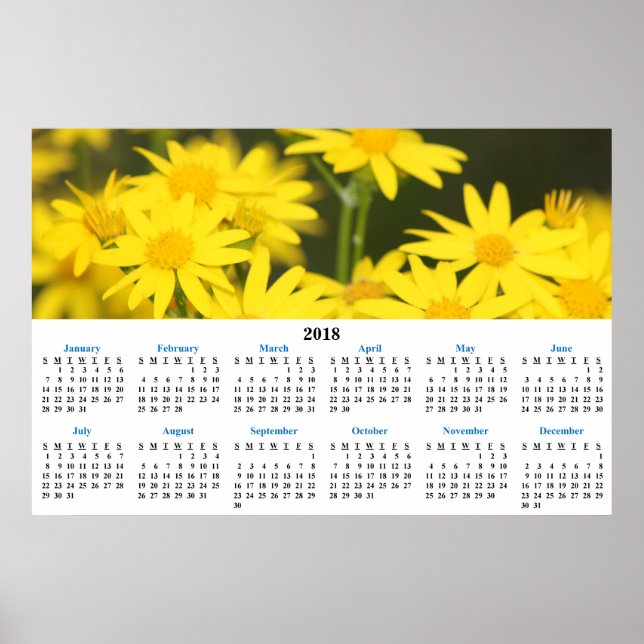 Poster Calendrier 2018 Fleurs sauvages d'or Photographie (Devant)