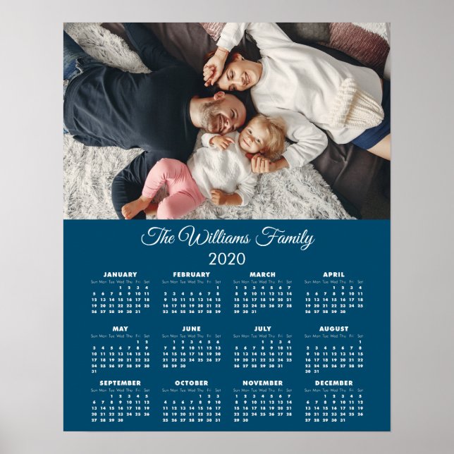 Poster Calendrier 2020 Votre photo et votre nom (Devant)