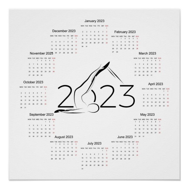 Poster Calendrier 2023 pour instructeur Pilates (Devant)