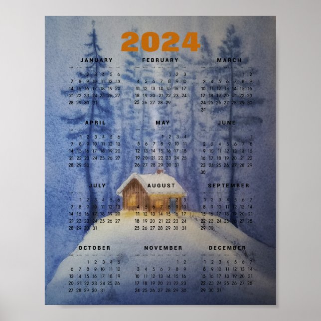 Poster calendrier 2024 aquarelle (Devant)
