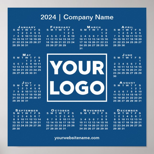 Poster Calendrier 2024 avec logo de l'entreprise et nom b (Devant)